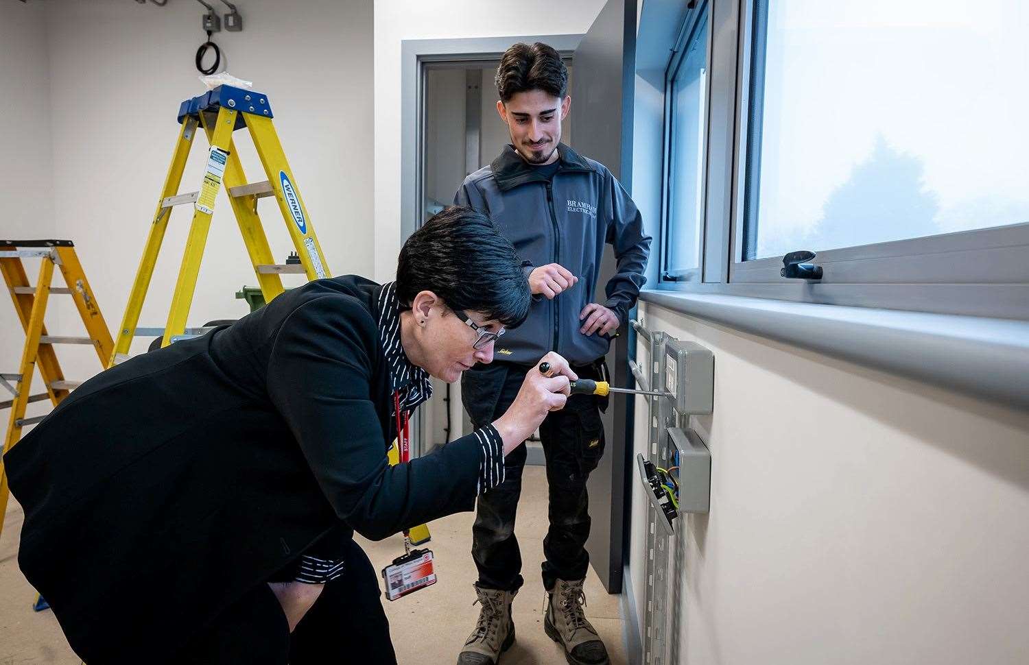 Kerry Heathcote taking part in Back to the Floor with apprentice Charlie Moore: Picture: College of West Anglia