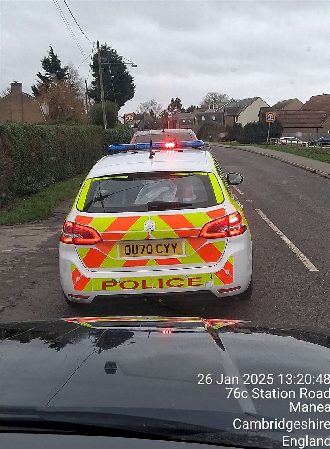 Police attended the abandoned car in Manea