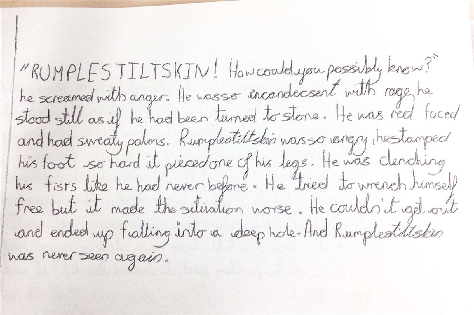 Work by Samuel who won the Y6 Best Overall Story category.