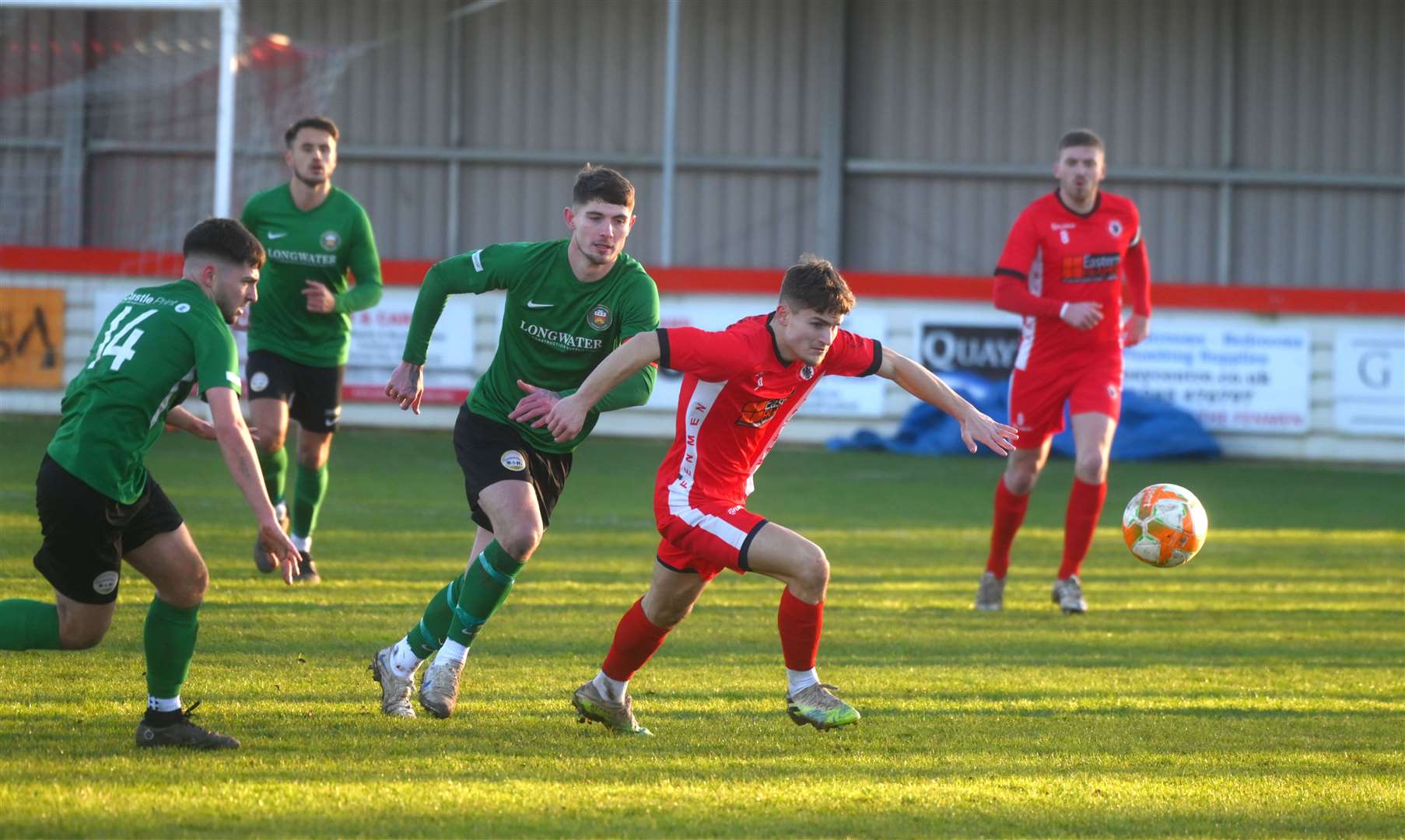 Recent signing Reuben Marshall makes a run