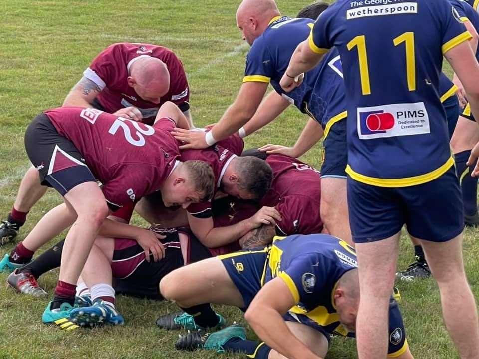 A fiercely contested scrum.