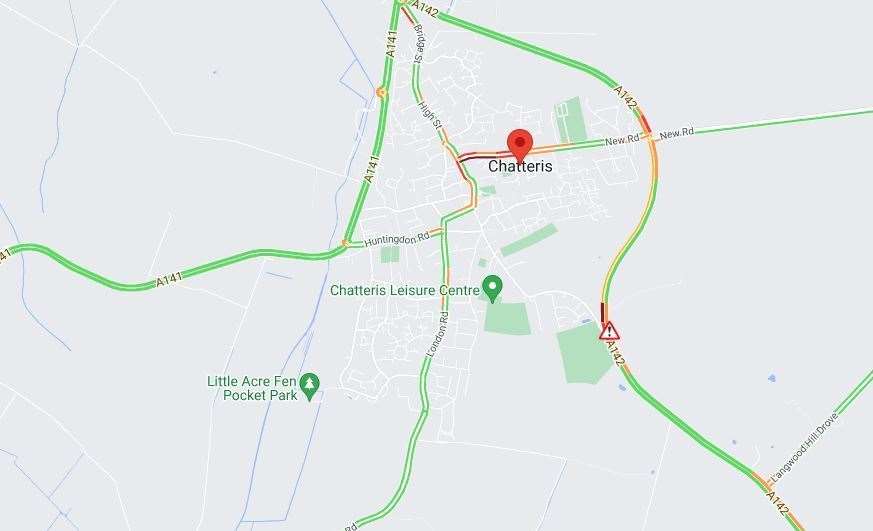 A142 at chatteris is closed in both directions due to an accident. Photo: AA/Google (62226800)