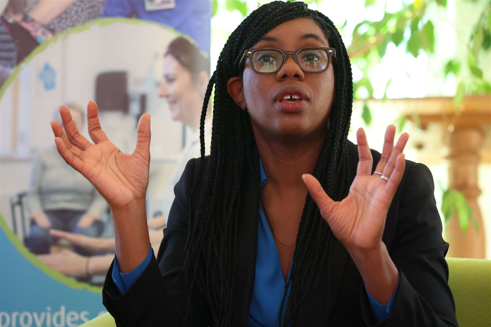 Conservative Party leader Kemi Badenoch during her visit to Farleigh Hospice in Chelmsford, Essex (Chris Radburn/PA)