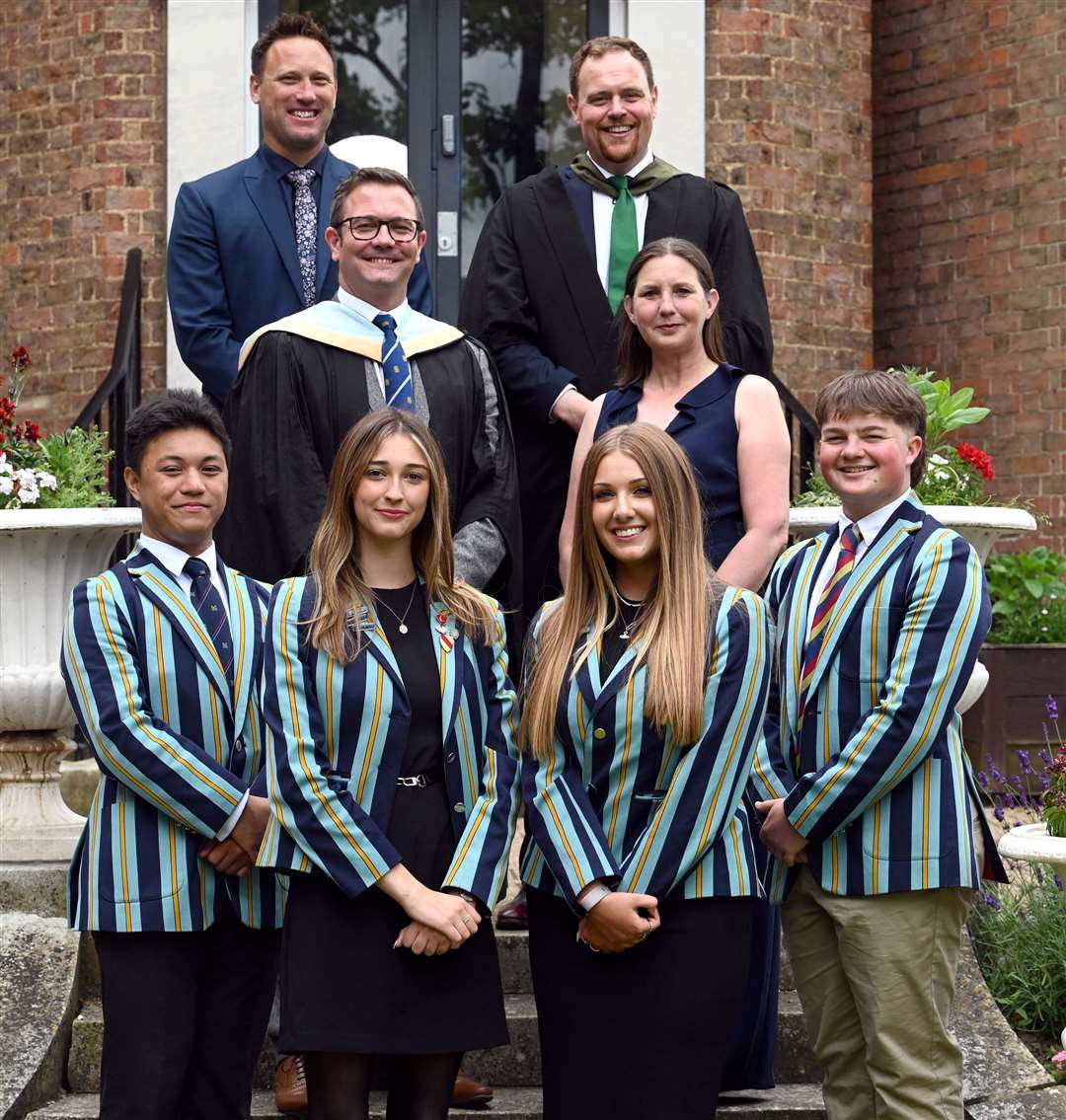 Guest Richard Petherick, deputy head Peter Timmis, headmaster Mr Rimmer, Bursar Natalie Miller and Wisbech Grammar Heads of School. Pictures: Wisbech Grammar School (Adam Fairbrother)