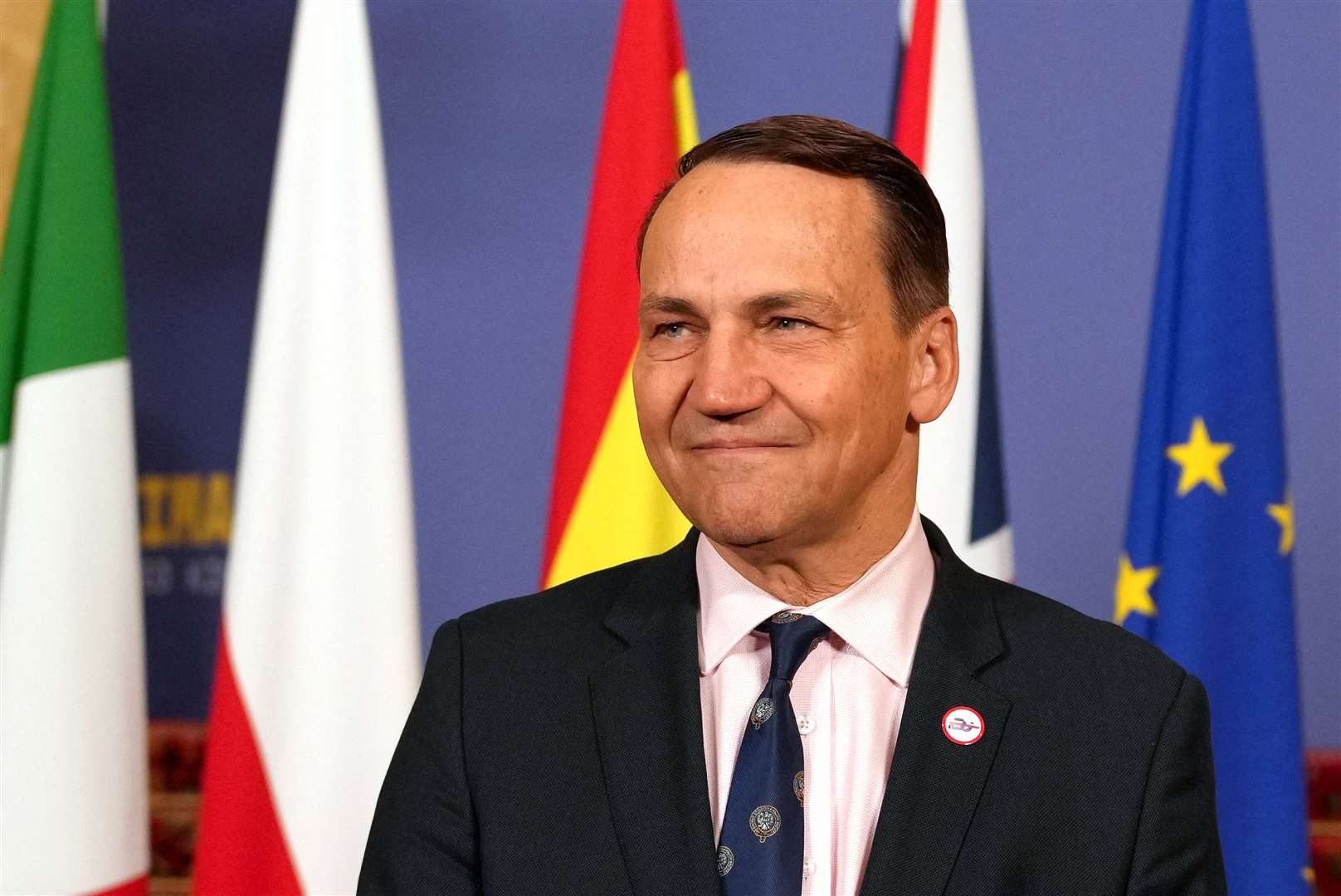 Poland’s Foreign Minister Radoslaw Sikorski speaks to the media at Lancaster House. (Carlos Jasso/PA)