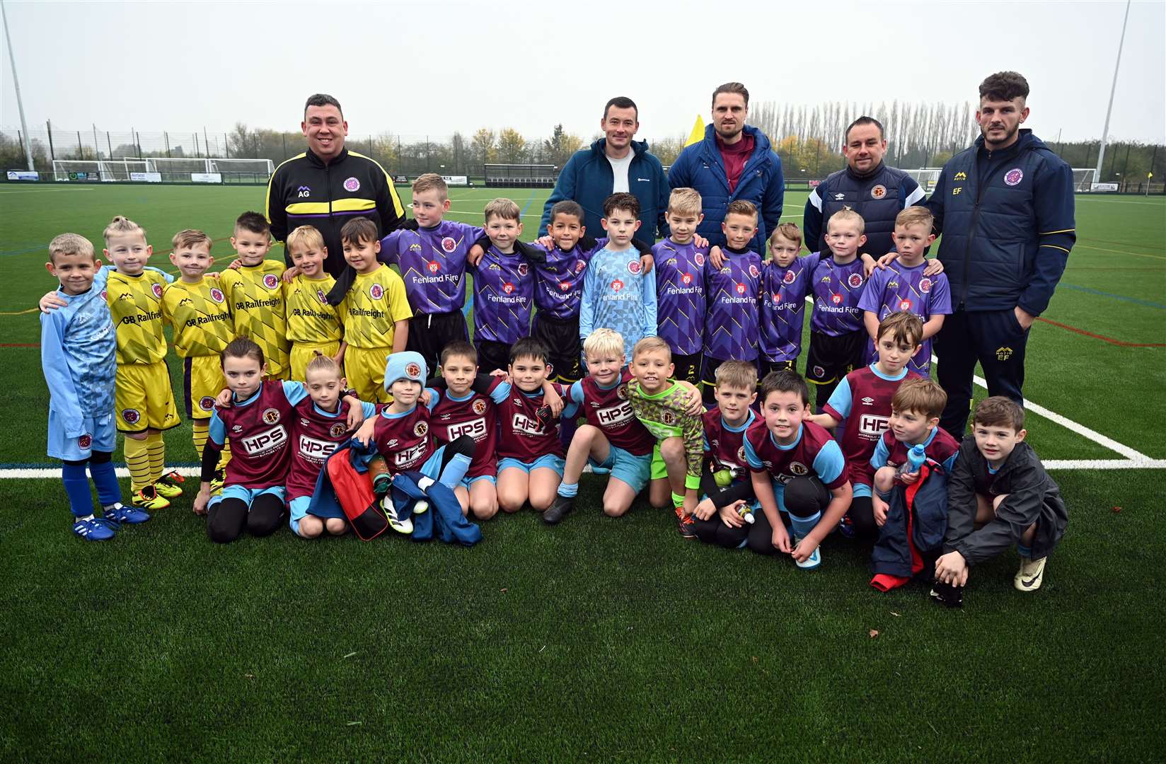 Official opening of Wisbech St Mary's 3G pitch by Katie Critchley of Cambs FA - pictured are the youngsters whose teams were the first to play on the pitch
