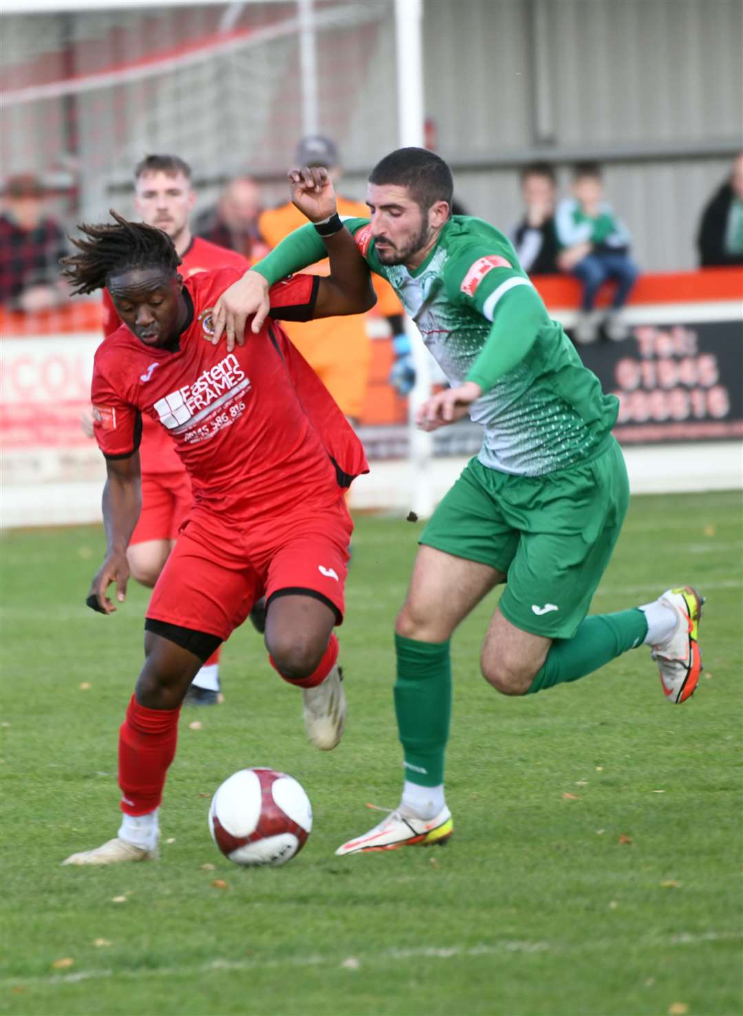 Wilson Chingoka battles for possession.
