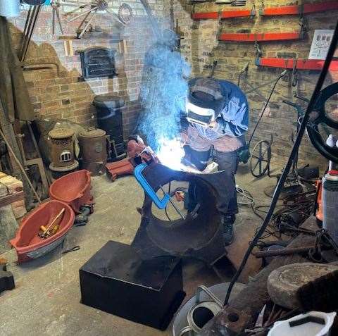 Kelvin Adams at work with the welder