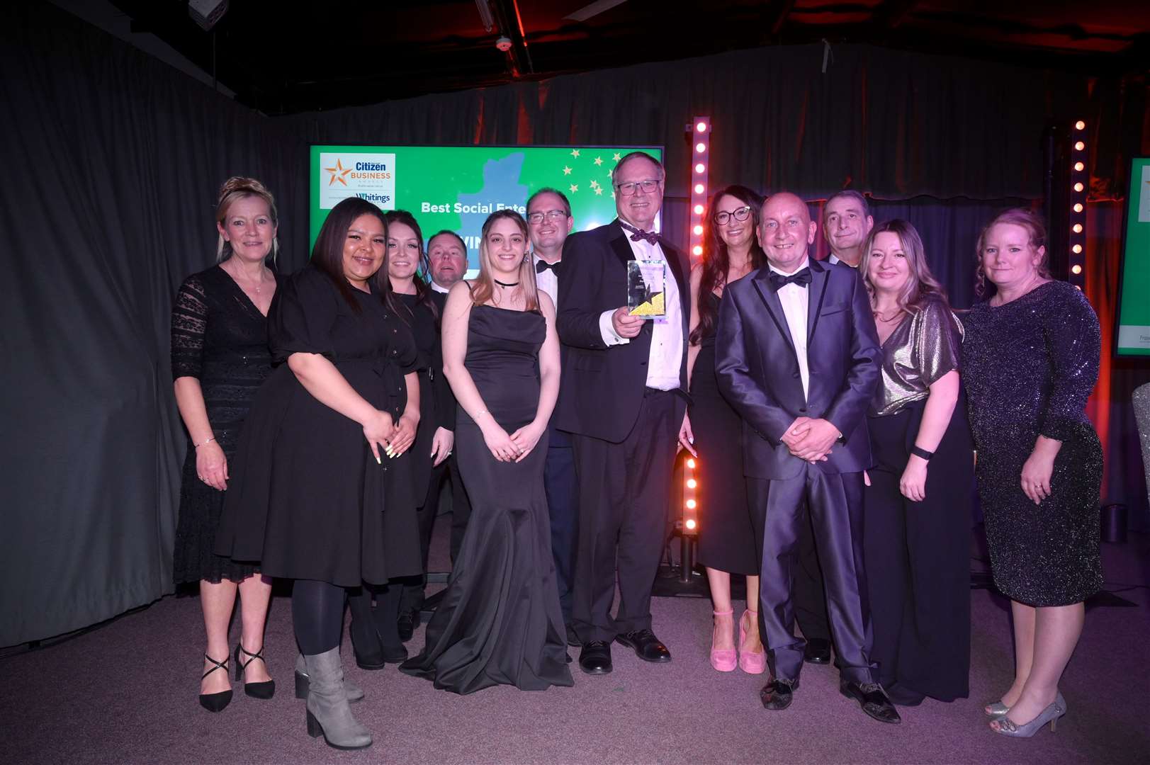Fenland Citizen Business Awards 2025 Best Social Enterprise winners Ferry Project who received their award from Maria Weaver from category sponsors Clarion Futures