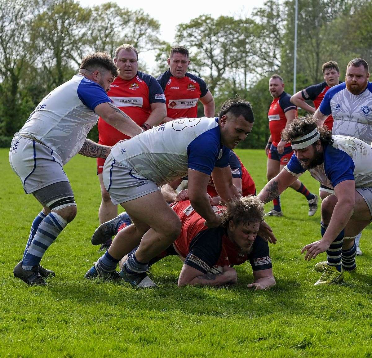 Luke Green powers over for his try. Picture: Andy Titmuss