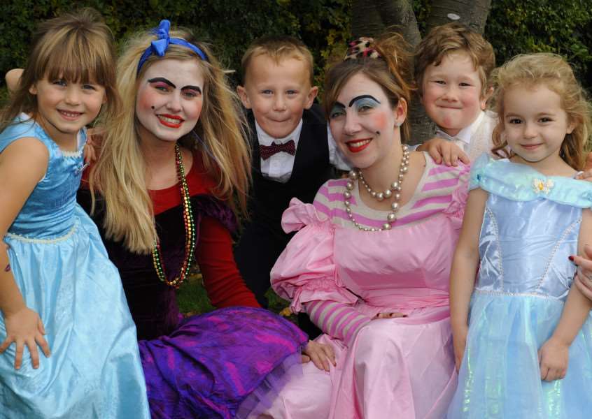 Getting ready for the Cinderella Ball at Peckover Primary School Wisbech'Teachers Sophie Brown (left) and Rachel Kett with Year 1 pupils. ANL-151024-082852009