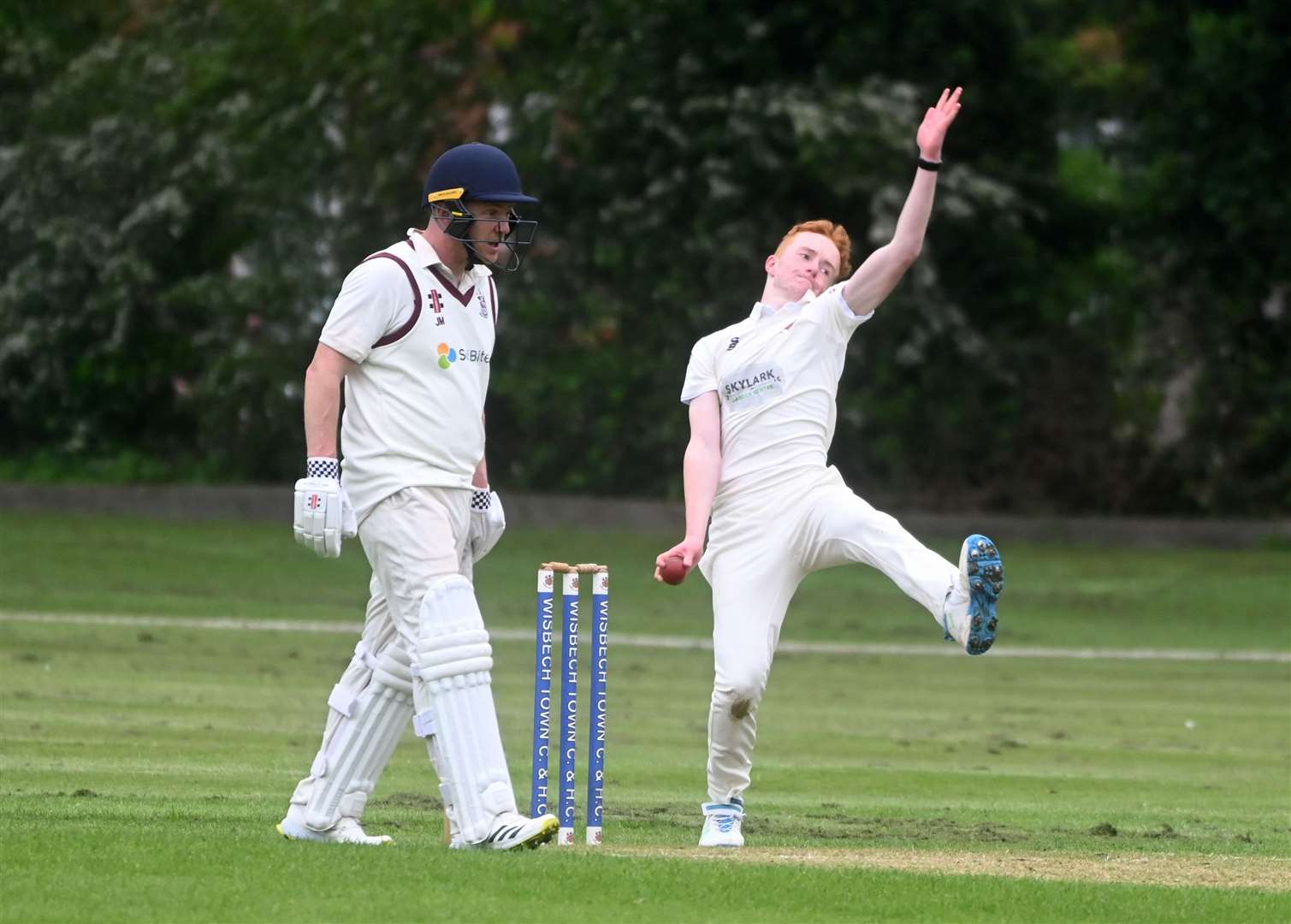 Wisbech 2nd v Royston 1st – Adam Gardner bowling