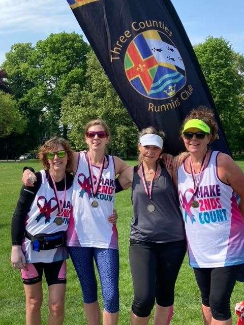Tracy Pratt, Tracey Else, Tracy Adams and Debbie Agger who took part in a marathon with a difference at the weekend