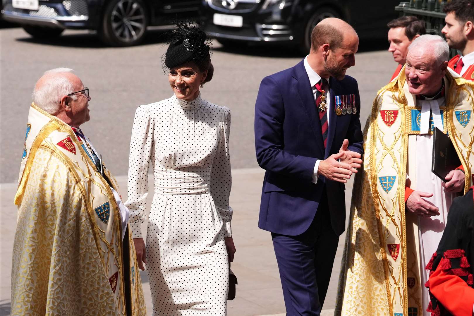 The Prince and Princess of Wales arrive to attend a Service of Thanksgiving at Westminster Abbey (Jonathan Brady/PA)