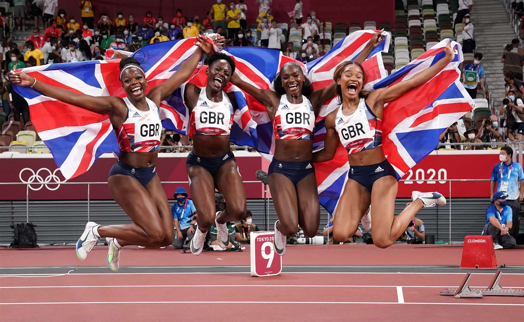 Great Britain won a bronze medal in the Women's 4 x 100m Relay Final in Tokyo. Picture: PA.