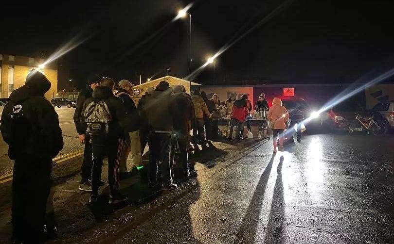 There is always a queue for food food on the nights Feed Fenland dishes up hot meals
