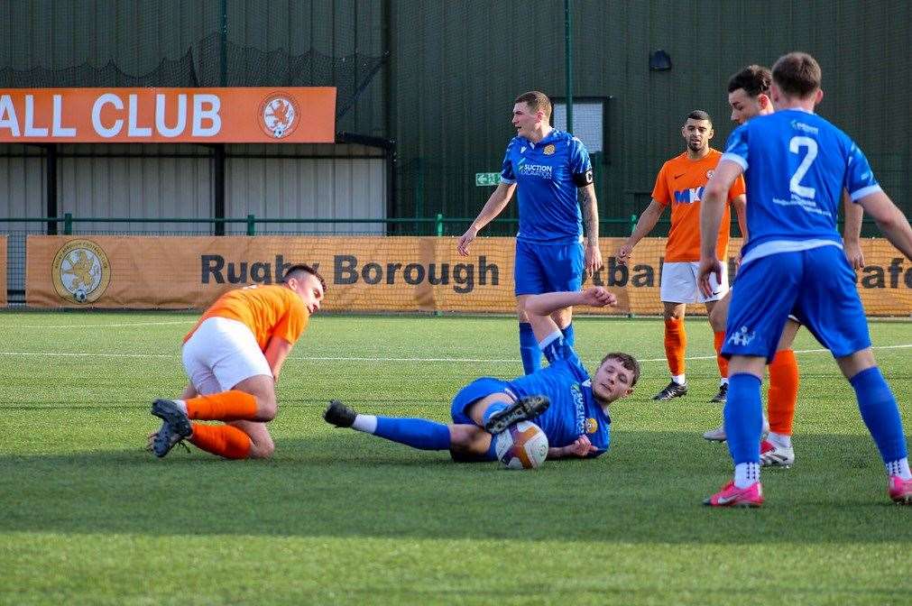 Striker Toby Allen played in midfield at Rugby. Picture: Amber Kent