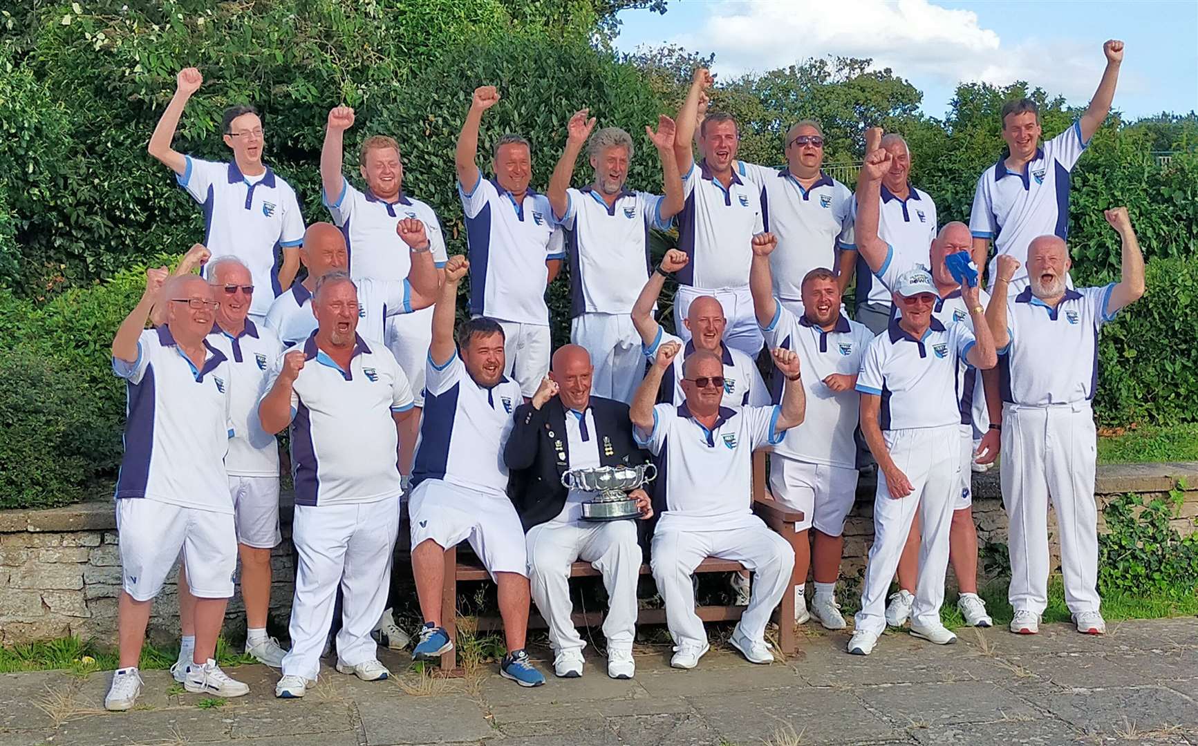 The winning North Cambs Newton Trophy team, with Captain Matthew Hewitt holding the trophy