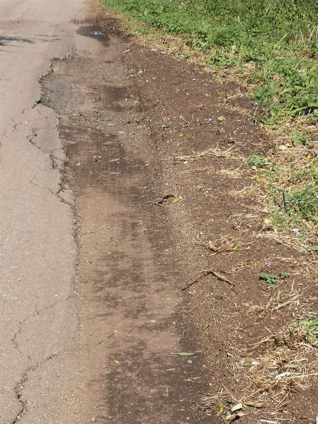 Heavy lorries have caused major damage to a minor village road. (16207183)