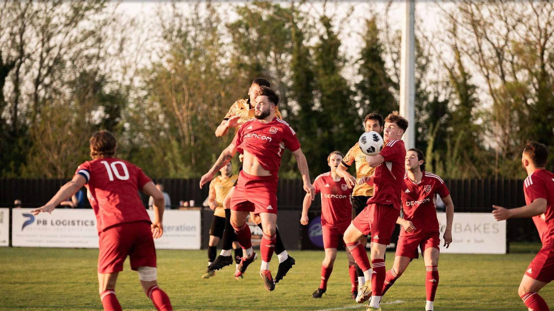 It's 1-0 to March as Craig Gillies heads home. Picture: Cambs FA