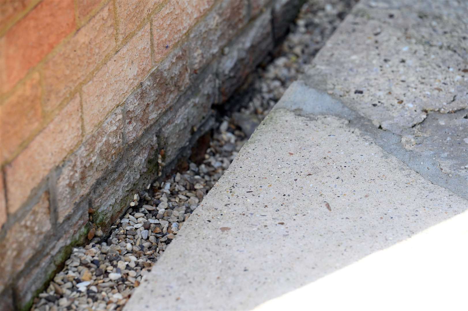 The stones in the gulley of the outbuilding have sunk inches in the past three months.