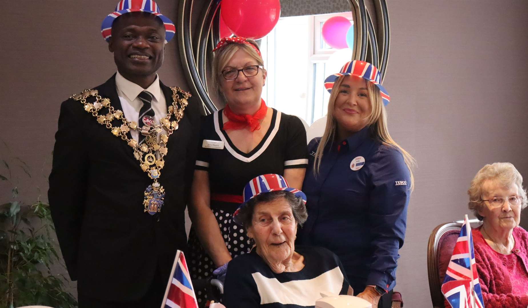 Wisbech mayor Sidney Imafidon joins staff and residents to celebrate the VE Day anniversary