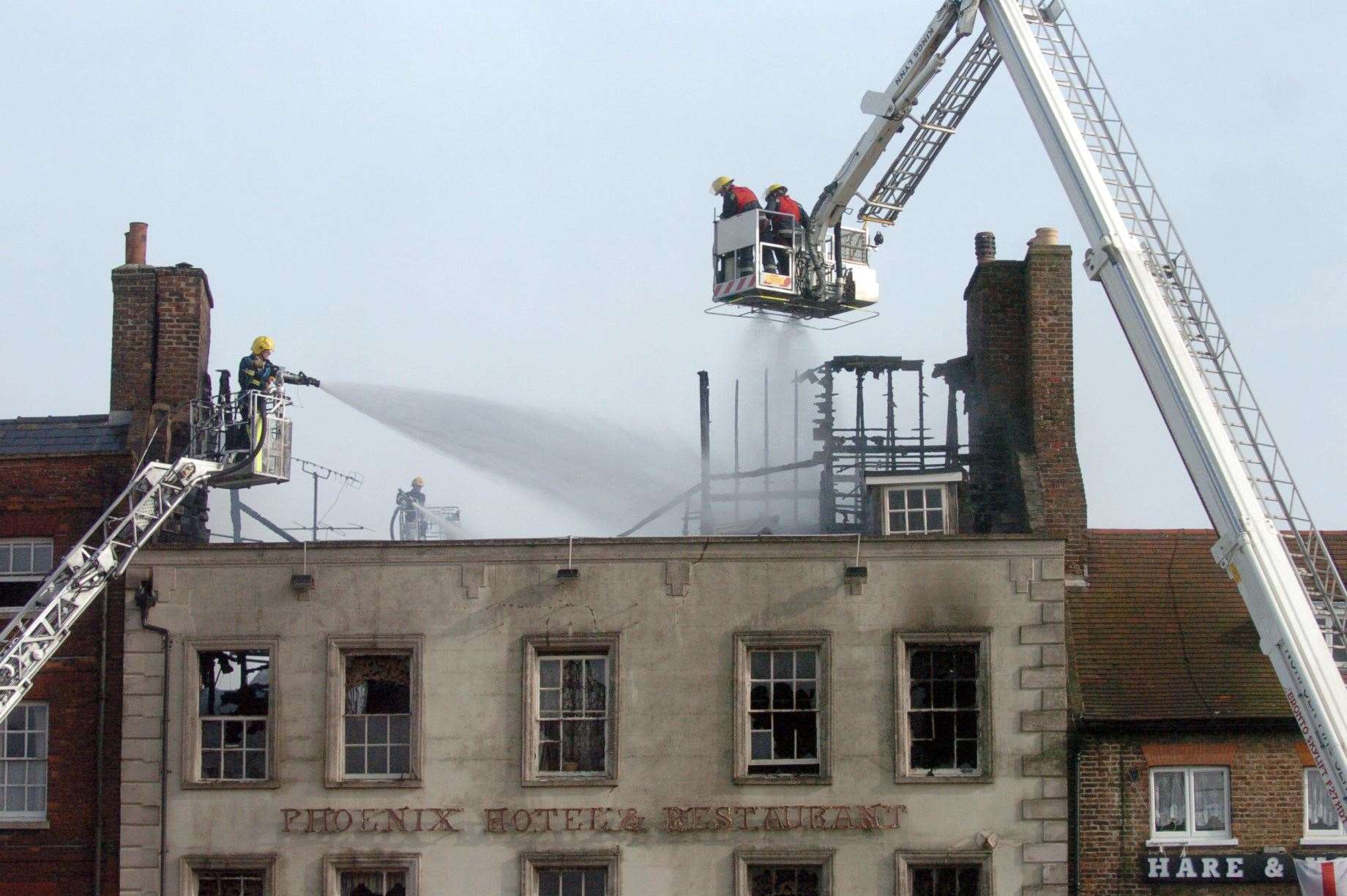 Firefighters tackling the 2010 at Phoenix Hotel Wisbech.