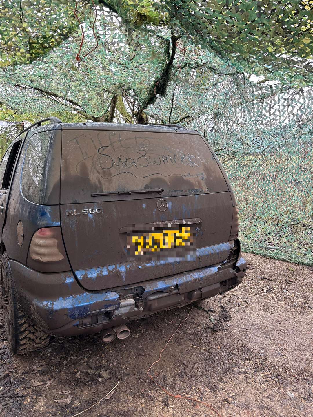 This blue vehicle has been seized by police officers