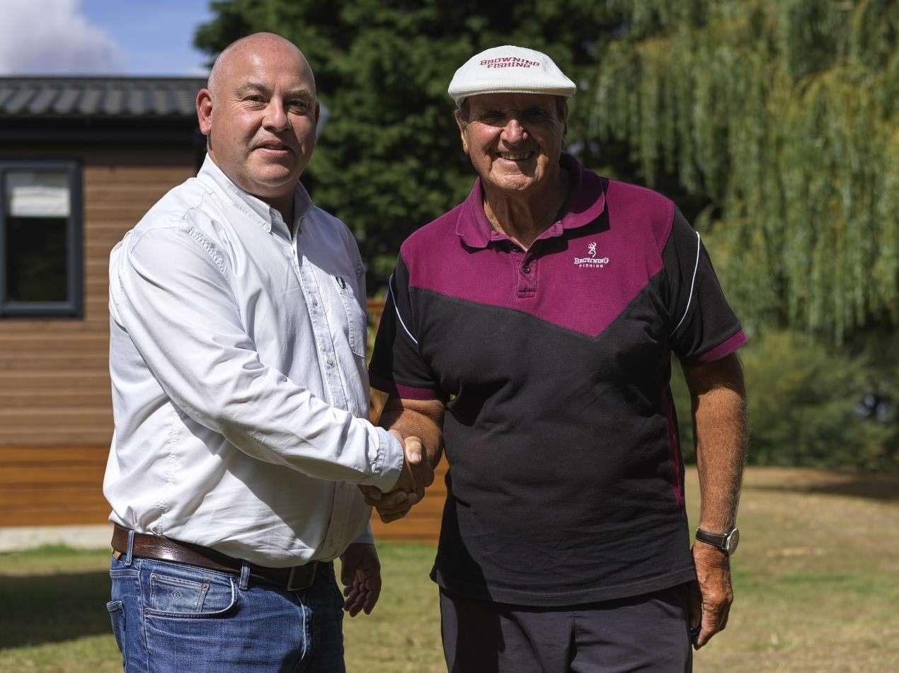 Nick Church at Pisces Country Park with fishing legend Bob Nudd. Picture: Pisces Country Park.