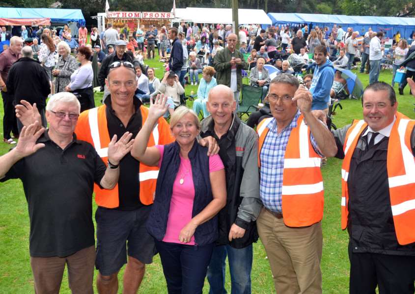 Music in the Park 2015 at Winfrey Park, Long Sutton, with organisers Mick Merrison, Ivan and Tania Thompson, Jack Tyrrell, Barry Meade and Jim Peachey. Photo by Tim Wilson.