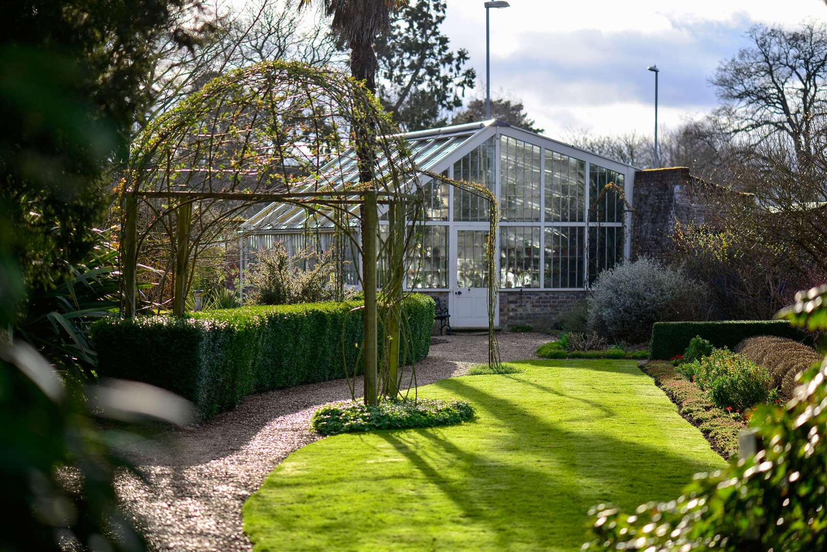 The rear garden in spring at Peckover House and Garden