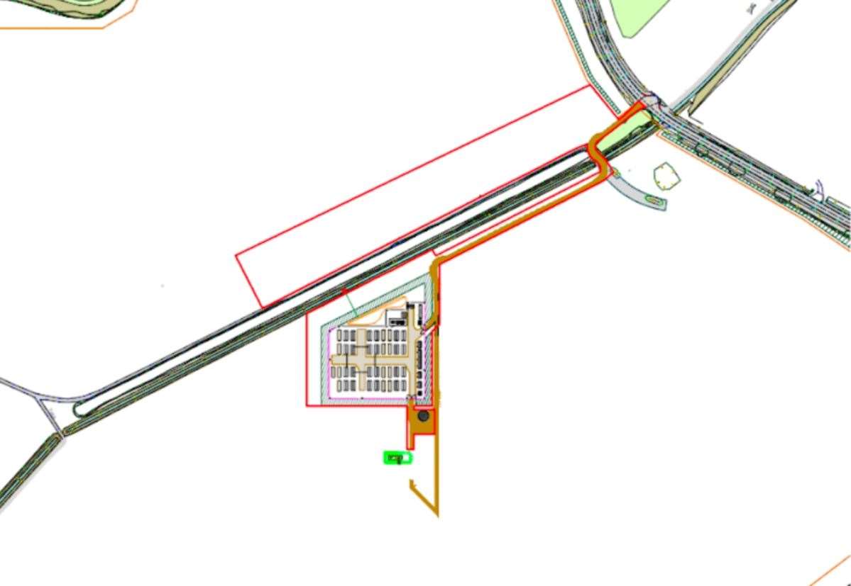 The proposed site layout at Sutton Bridge Solar Farm