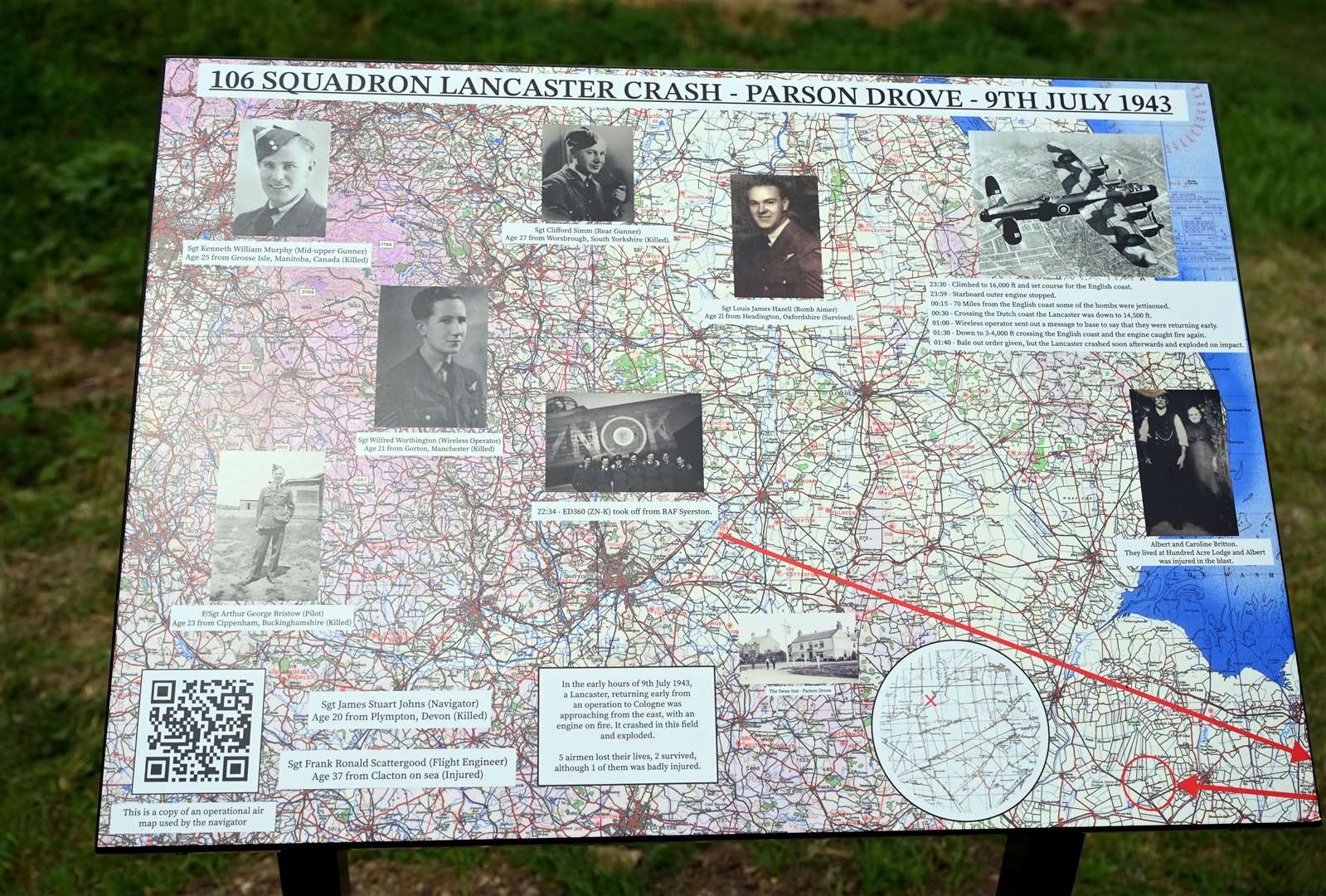 Unveling of plaque to those who died during World War 2 in a Lancaster at Sealeys Lane Parson Drove