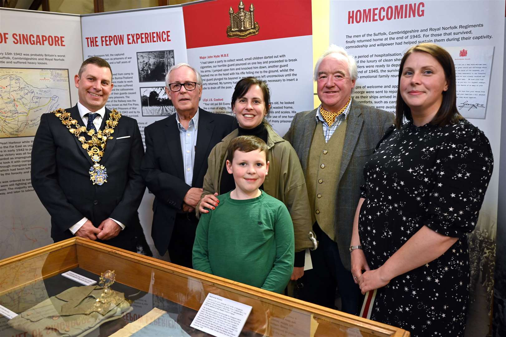 Opening of Singapore Exhibition at Wisbech Museum..Andrew Lynn, Bernard Pentelow, Rebecca Pentelow..Paul McGregor, George Kelly and Madeleine Kelly. (55392363)