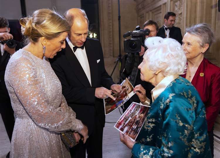The Earl and Countess of Wessex meet Joan Williams, ex-royal photographer, as they attend the Royal Variety Performance at the Royal Albert Hall (David Parry/PA) (61597409)