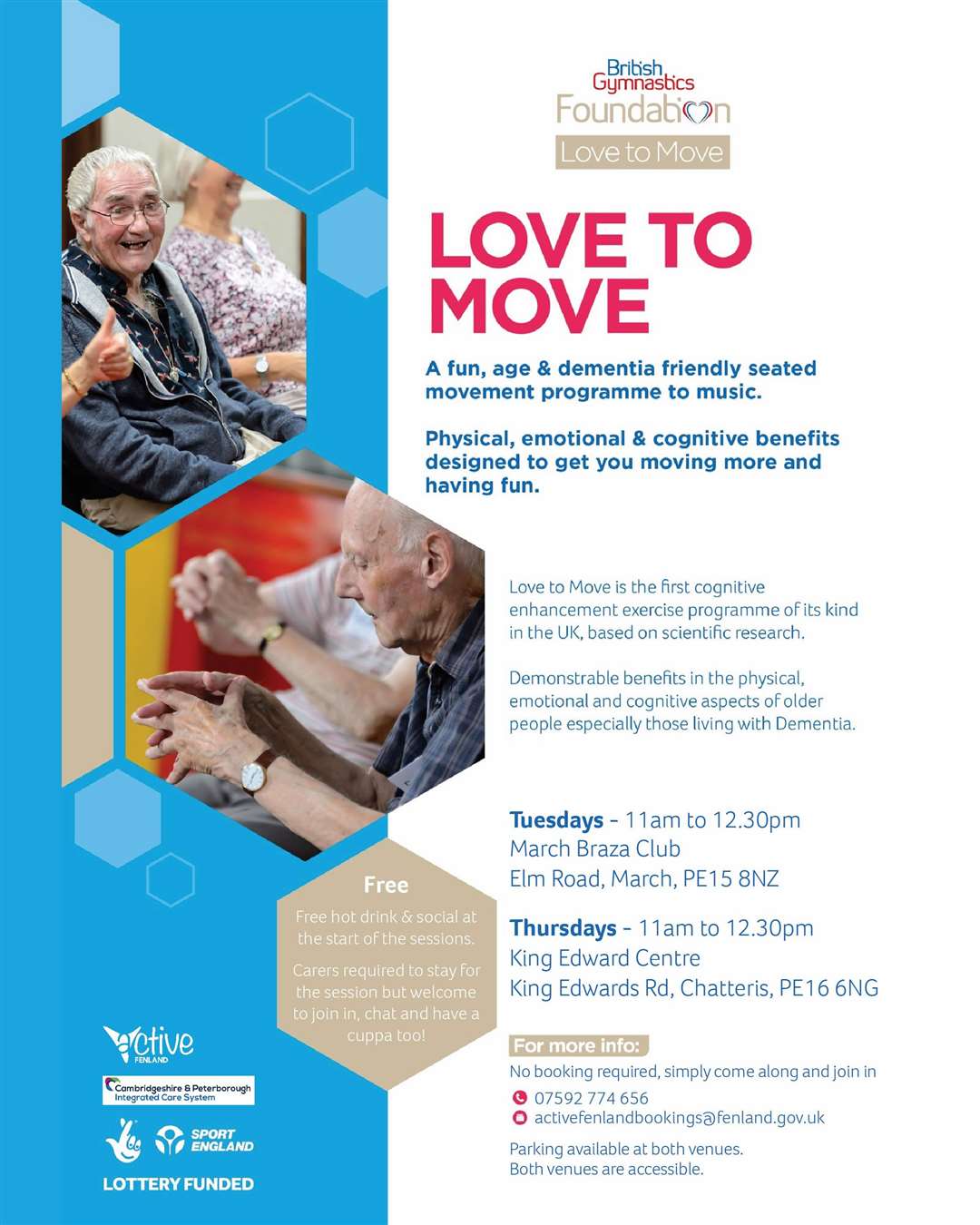 Free supportive age and dementia-friendly exercise classes come to Fenland.