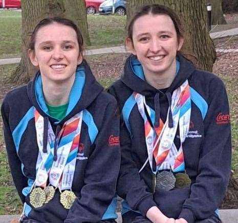 March Marlins’ Alice Camplin and Hannah Camplin with their medals.
