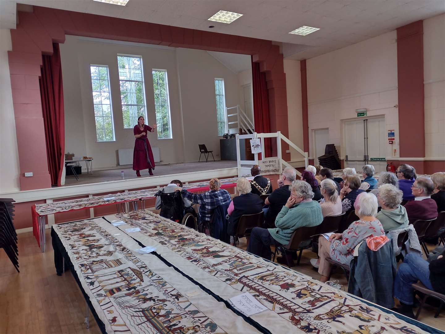 Delegates joined an audience of 80 at Mia Hansson's final public view and talk about her Bayeux tapestry achievement.