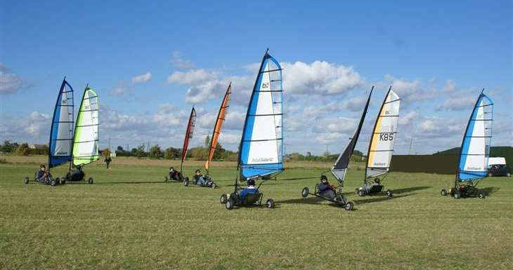 Sailing in the wind - Blokarts at the outdoor activity centre in March