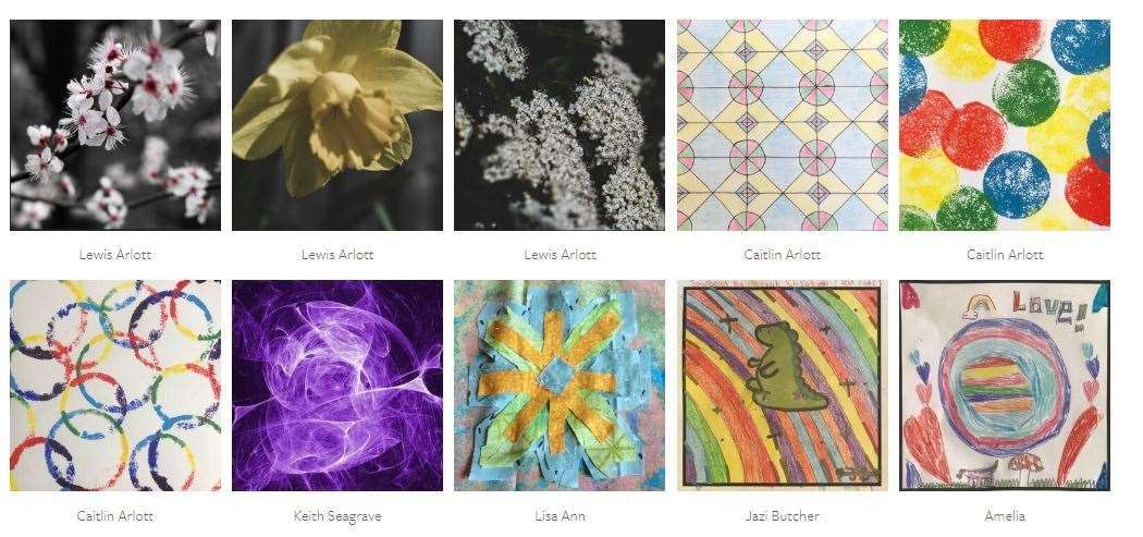 Just some of the tiles contributed as part of Maggie's community art project.