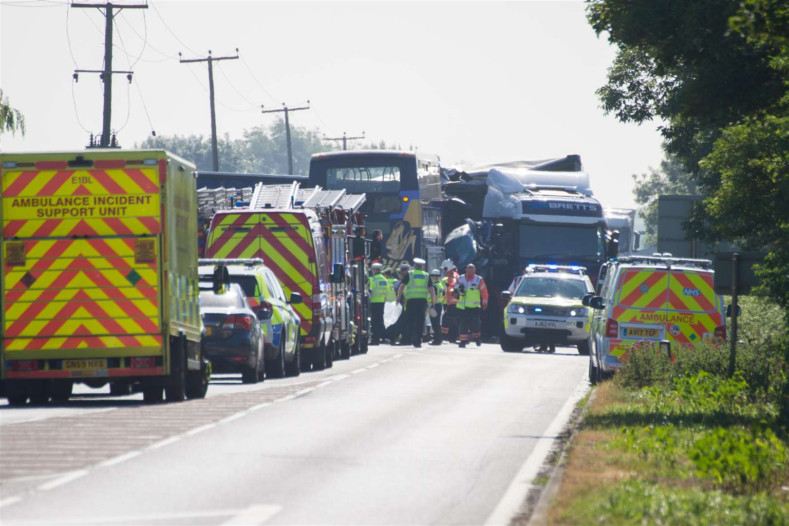 Bus collides with Lorry on the A47. Pictures: Terry Harris (2730234)