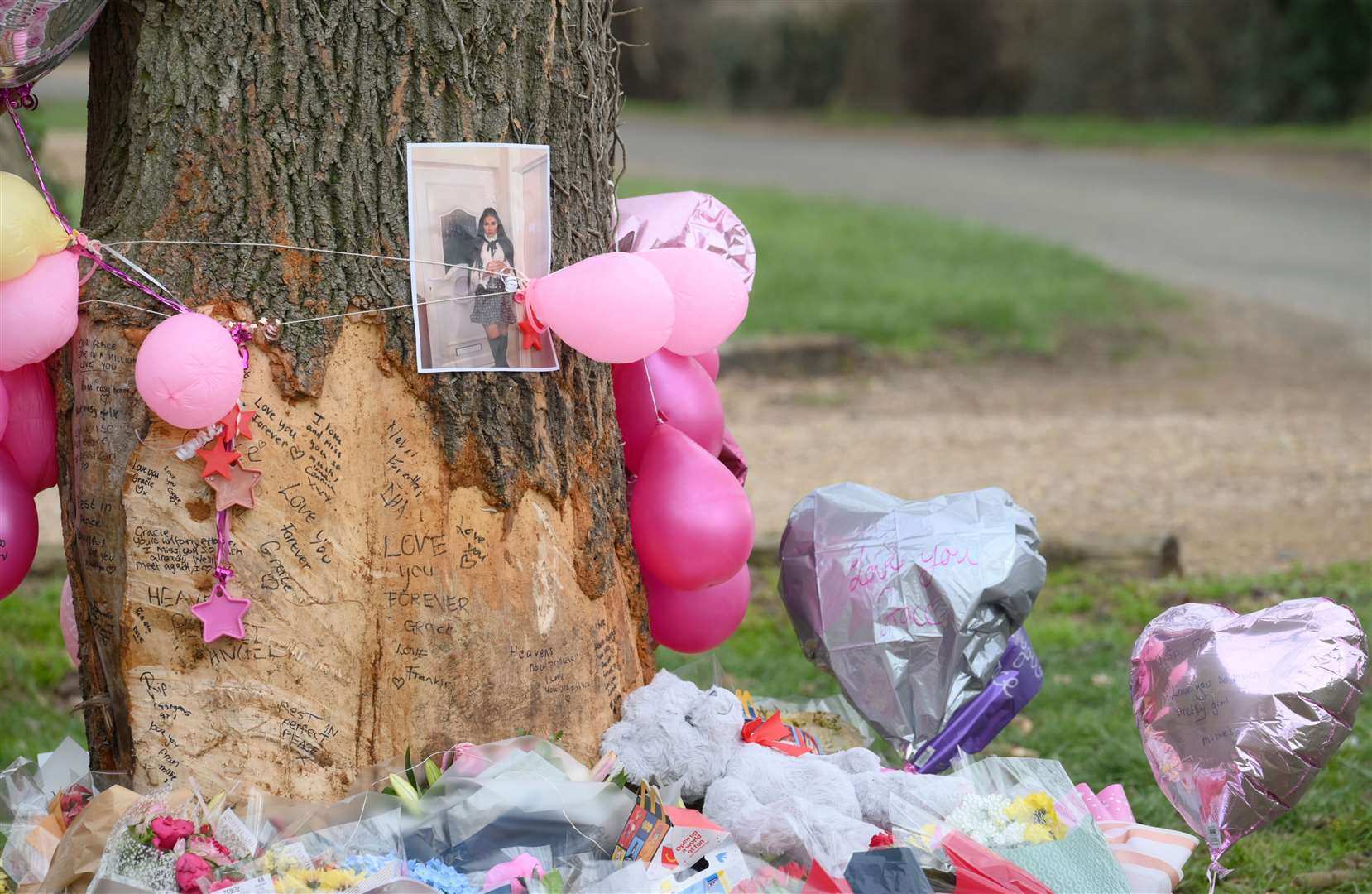 Flowers at the scene of the fatal car accident at Gote Lane Gorefield
