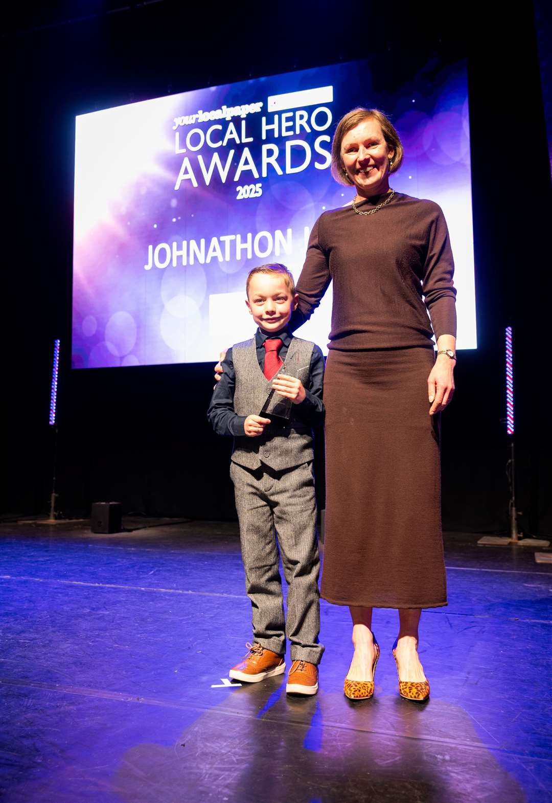 Johnathon Jarvis receving his award from sponsor Vicky Etheridge from Discover King's Lynn