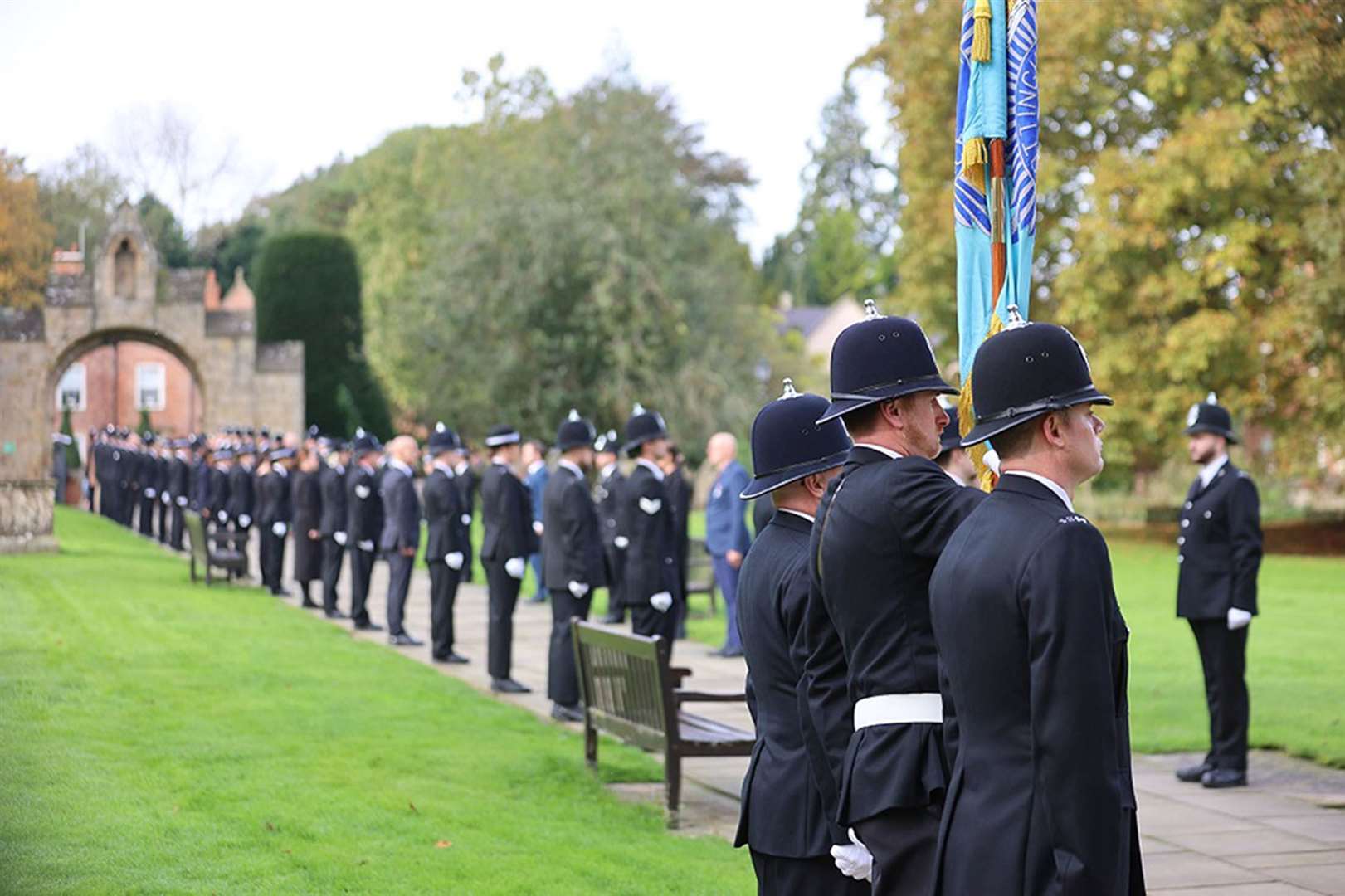 Police officers making a Guard of Honour during the funeral of Sergeant Graham Saville (Nottinghamshire Police/PA)