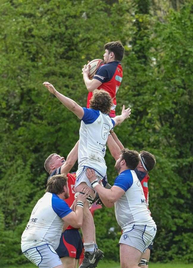Ari Baghdouyan claiming the lineout enjoyed a strong game. Picture: Andy Titmuss