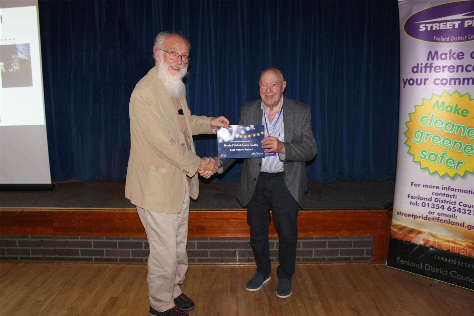 Robin Hine collects award for Best Nature Project on behalf of Friends of Wisbech General Cemetery