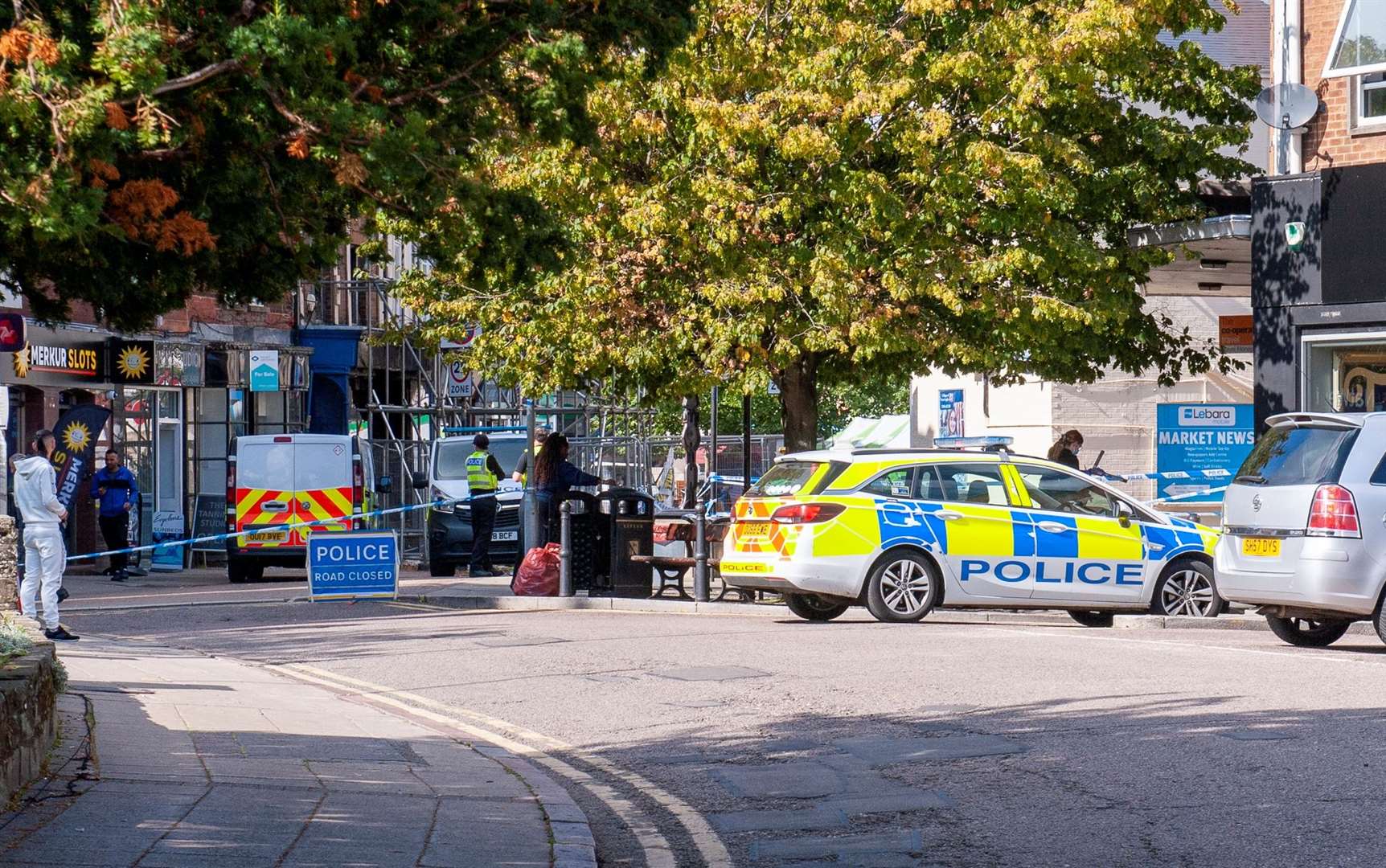The area around The Globe in Wisbech's Market Place has been taped off today. Pictures: Michael Fysh
