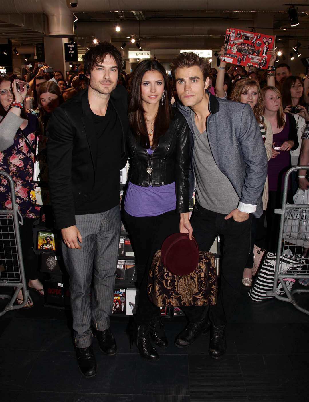 Ian Somerhalder, left, Nina Dobrev and Paul Wesley, pictured in London in 2010, starred in The Vampire Diaries (Yui Mok/PA)