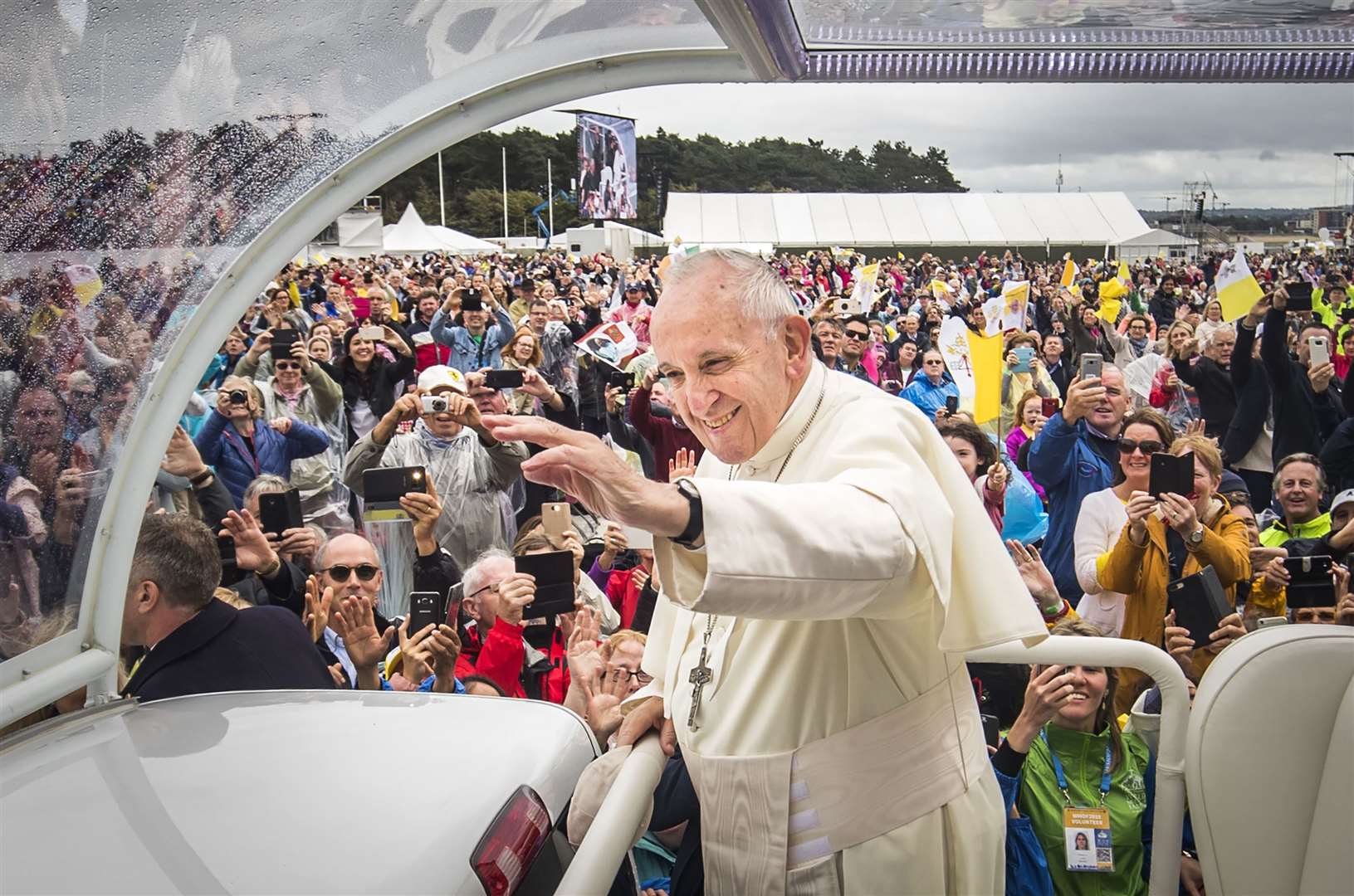 Pope Francis arrives to attending the closing Mass at the World Meeting of Families at Phoenix Park in Dublin in 2018 (Danny Lawson/PA)