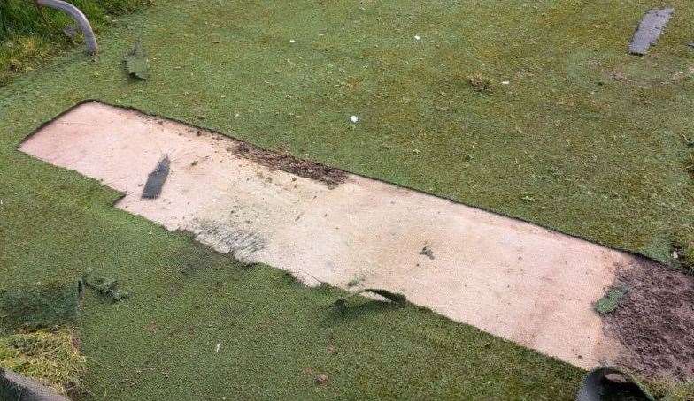 The damage cased at the cricket pitch. PHOTO: SUBMITTED